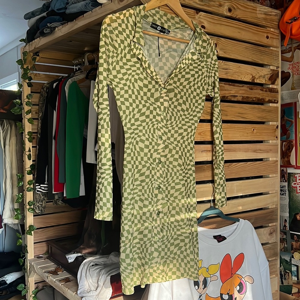 Mesh material mini dress